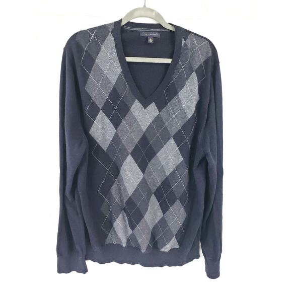 Banana Republic Men's Navy Blue Pullover Knit V Sweater sz. XL - Picture 1 of 5